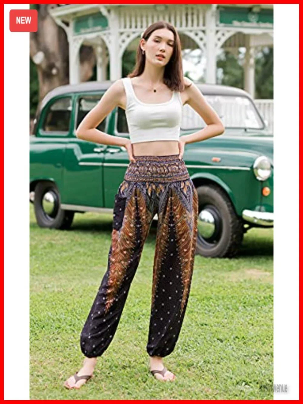 Smocked Waist Harem Hippie Boho Yoga Palazzo Casual Pants